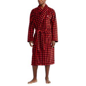 Polo Ralph Lauren Shawl Collar Logo Robe Plush Microfiber Plaid $90 Size L/XL